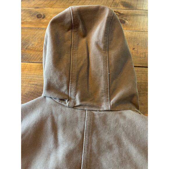 Carhartt Sandstone Multi-Pocket Hooded Canvas Sherpa Lined Vest Chore Barn XL - Picture 16 of 16